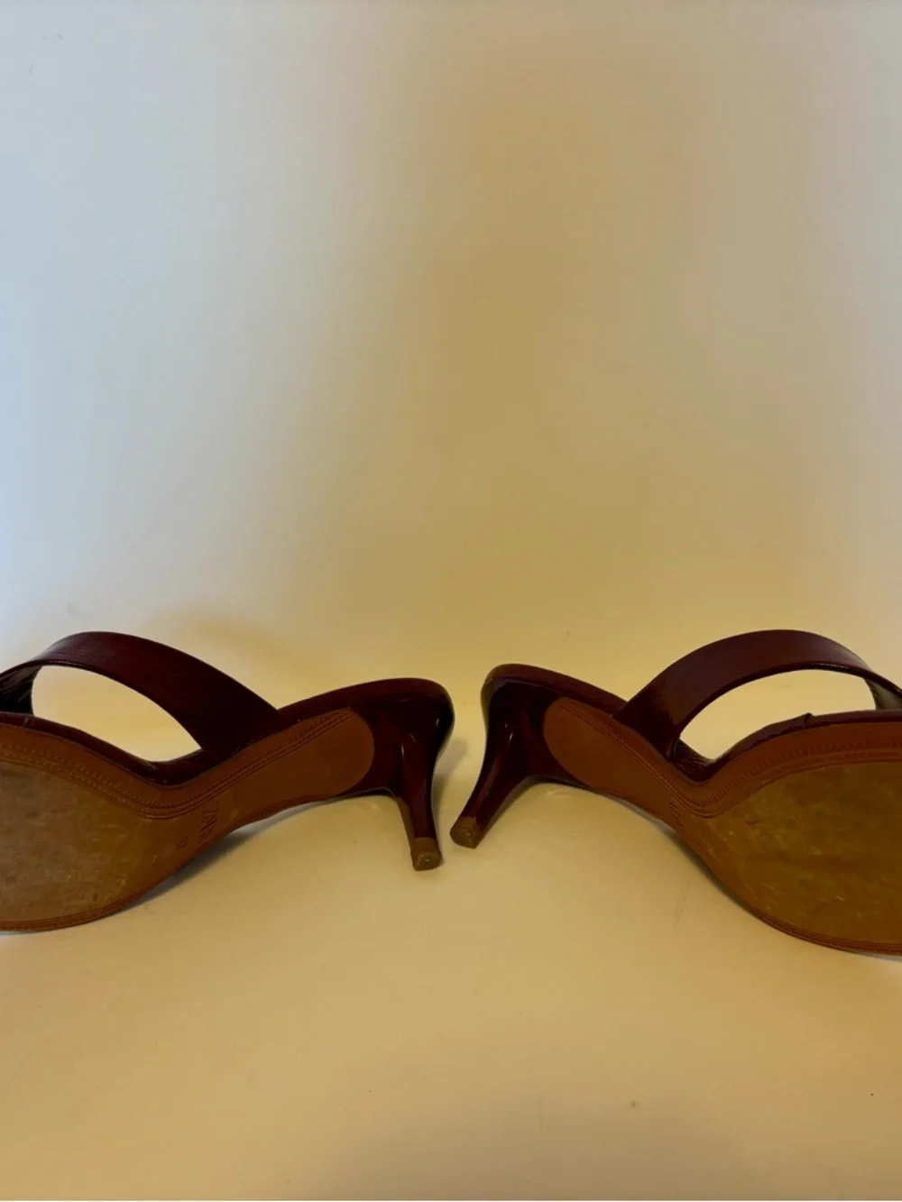 Zara Burgundy Patent Leather Thong Heeled Sandals - Picture 7 of 8